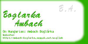 boglarka ambach business card
